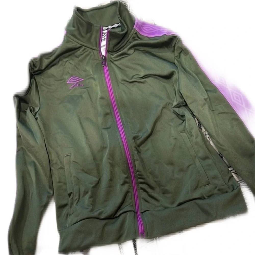 Umbro Green and Purple Bomber Jacket Lightweight Athletic Wear xsmall top gym